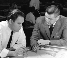 Ed May (Left), Dept. Manager (R), 4/14/1959.  [CCMD, Ed May]