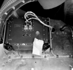[69869: 12/7/1959]  Looking into another quadrant; shows honeycomb aluminum mounting panel. Part of guidance, "Program Device," made by Ford.  [CCMD, Ed May]